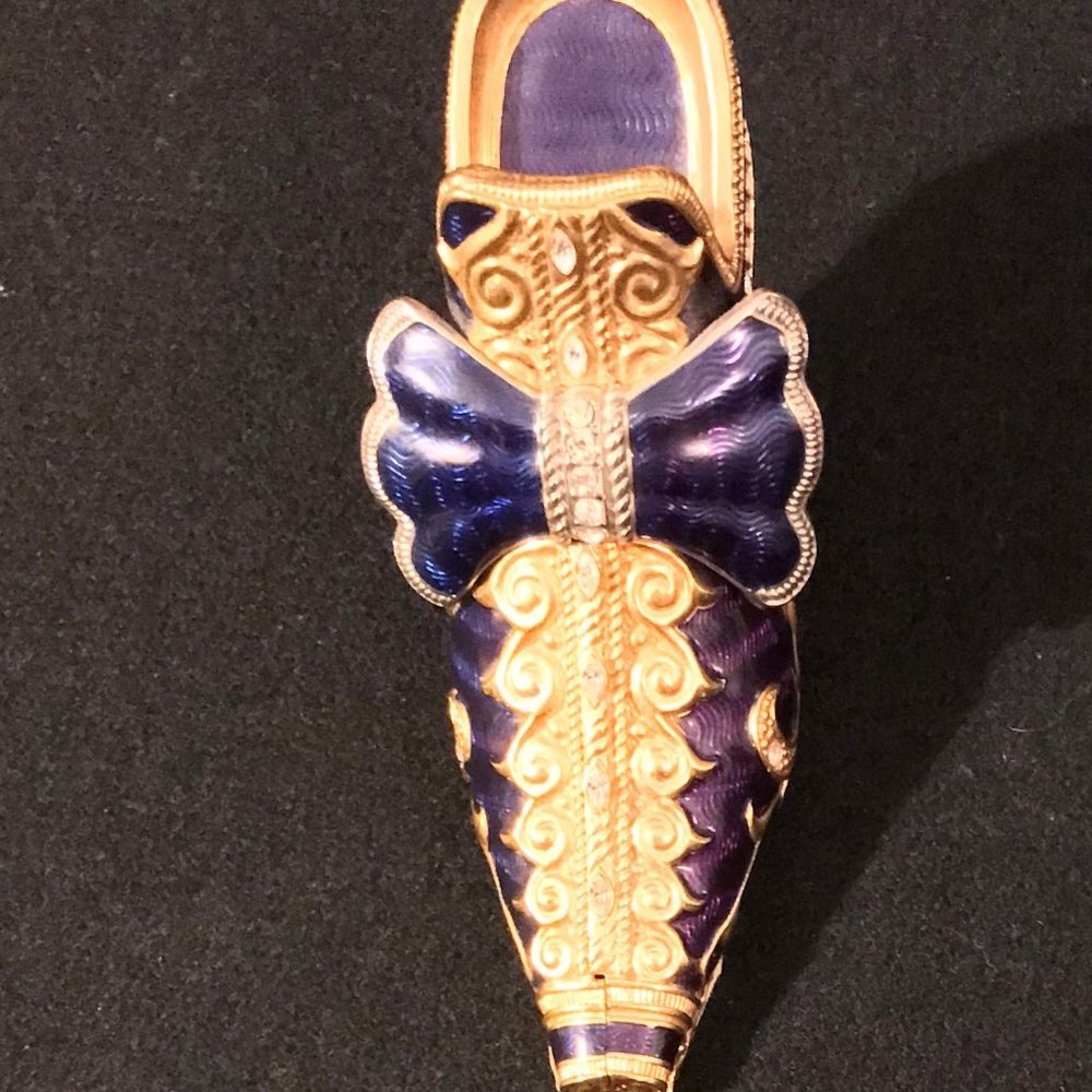 Berebi Blue & Gold Enamel Shoe Trinket Box-Limited Edition